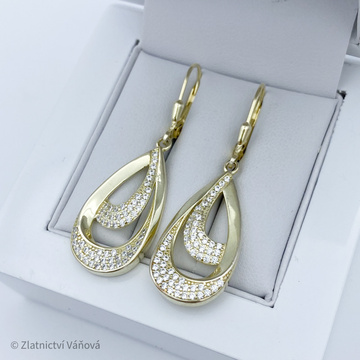 Stříbrné pozlacené náušnice se zirkony